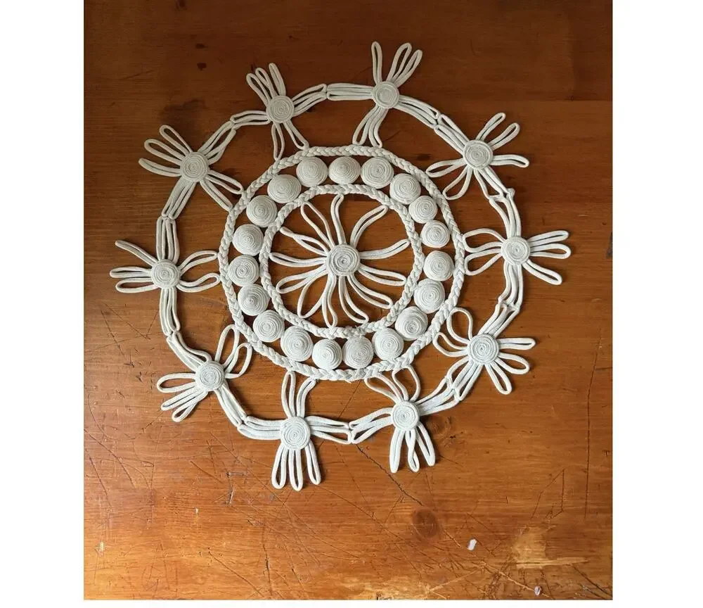 Vintage Macrame Mandala Off White Wall Decor Boho Lace Doily Romanian Style